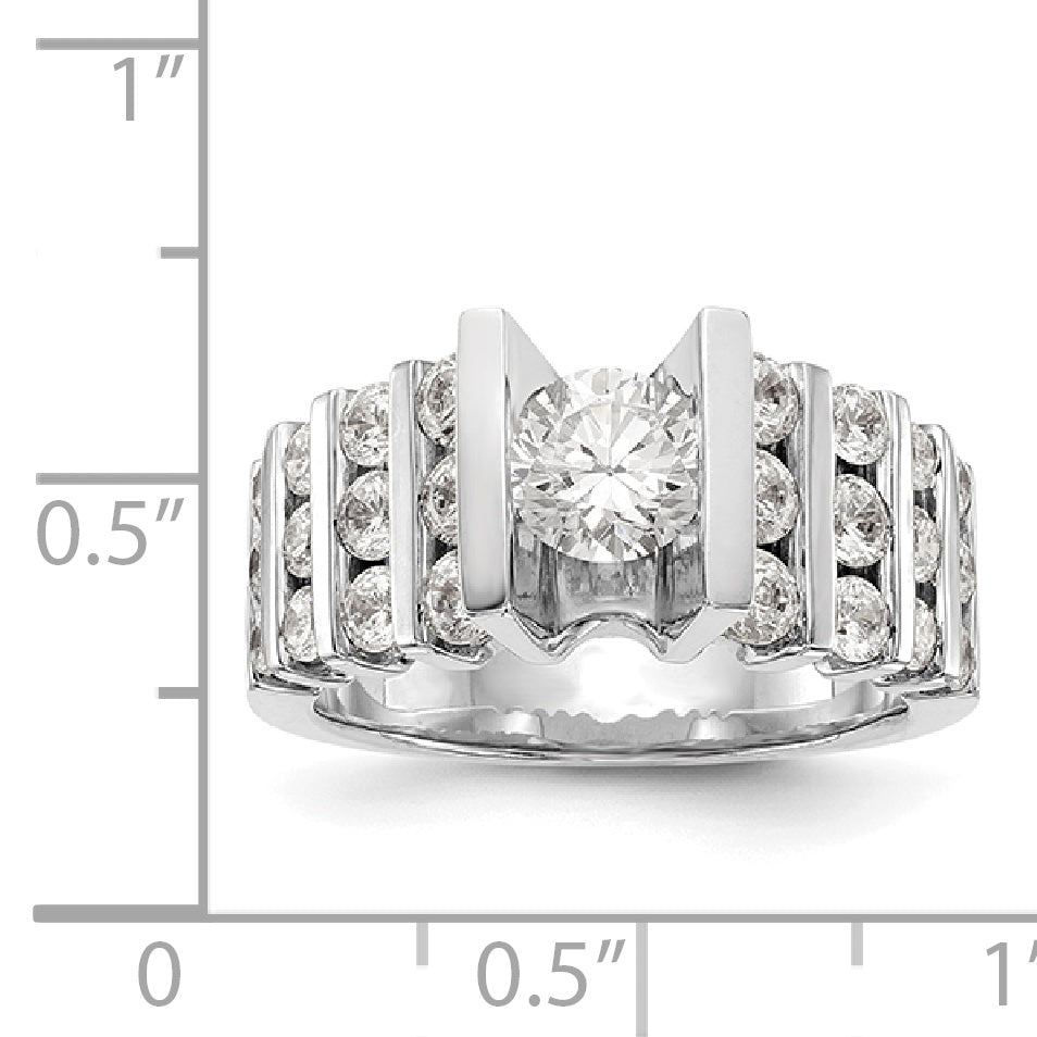 14K Weißgold Verlobungsring mit simulierten Diamanten