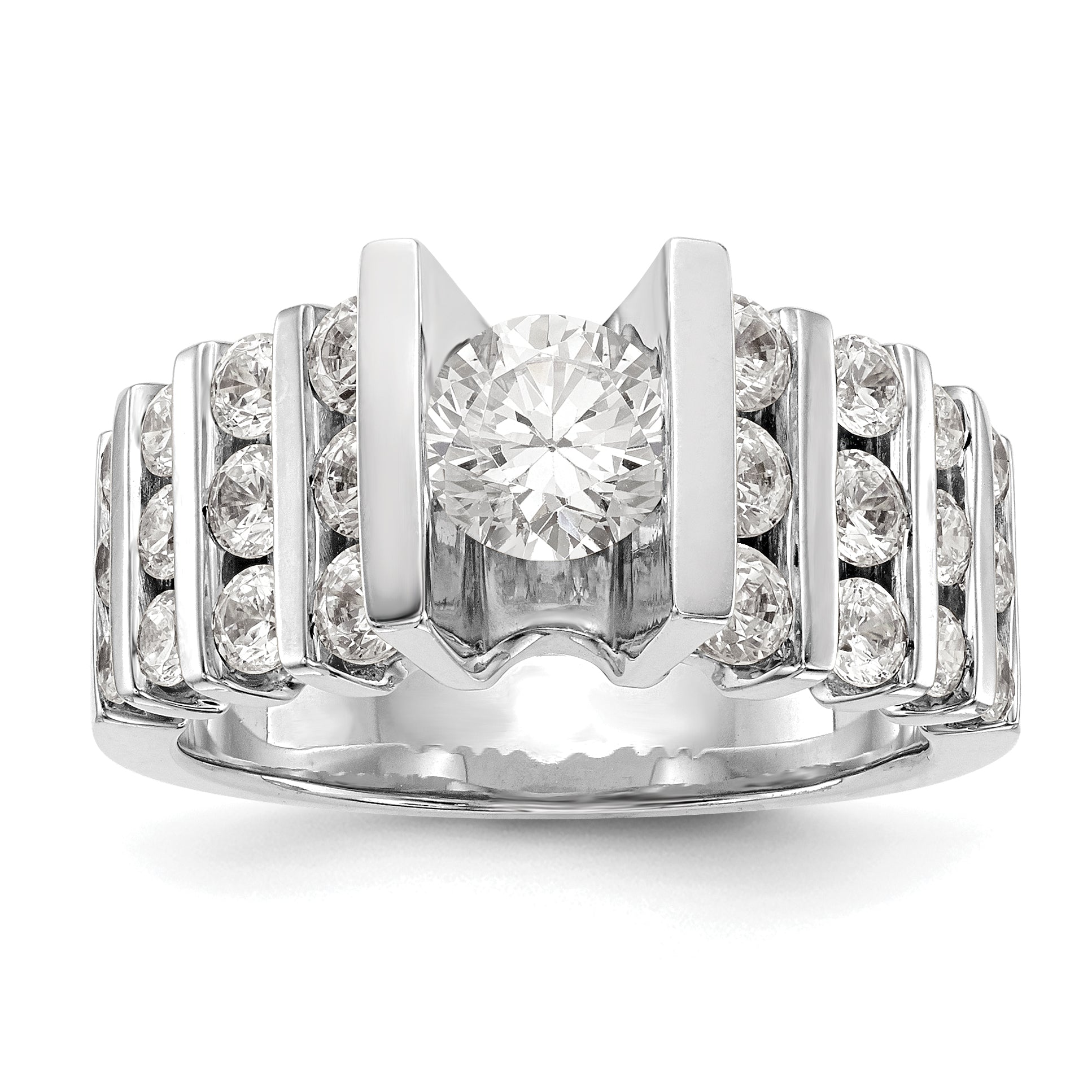 14K Weißgold Verlobungsring mit simulierten Diamanten