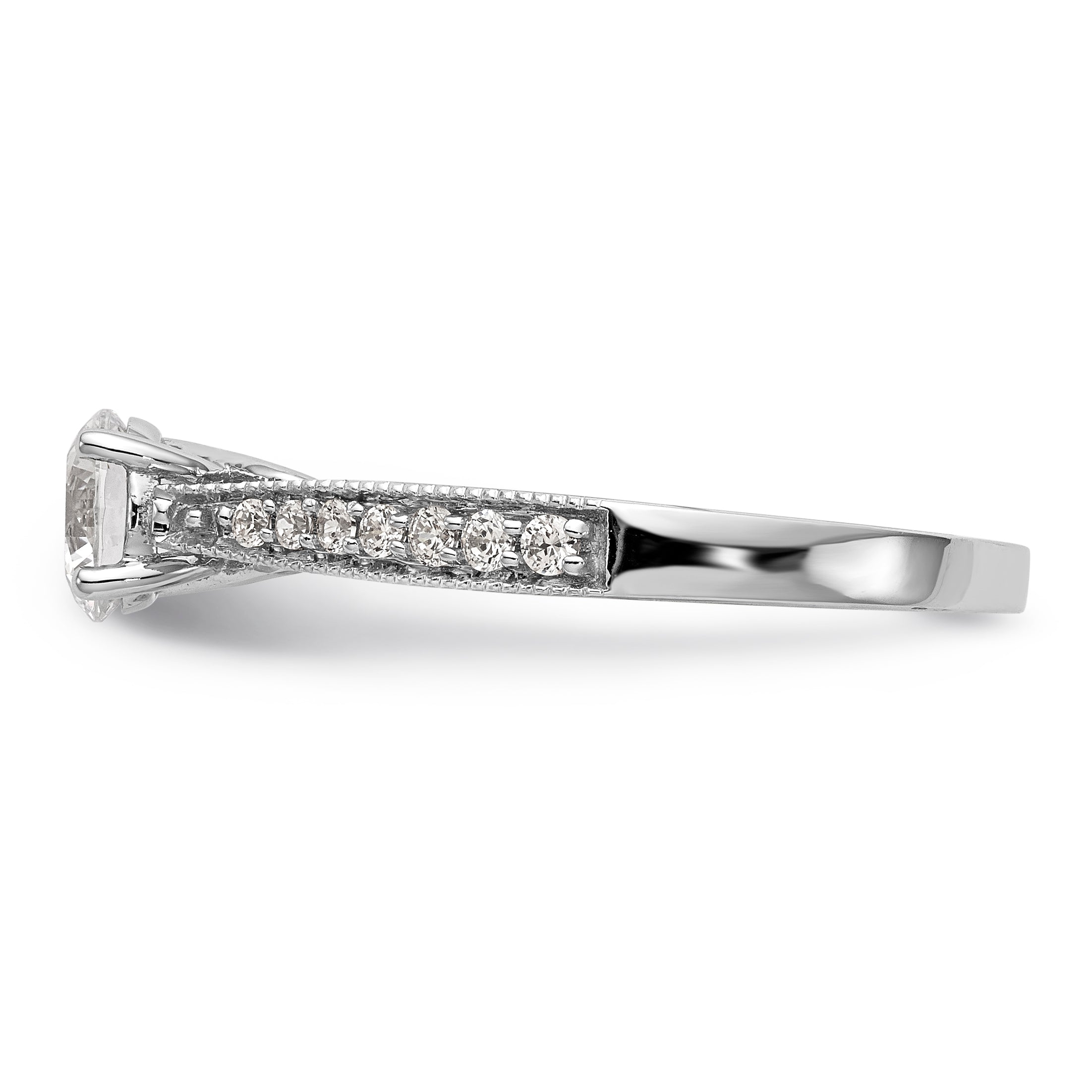 14K Weißgold Verlobungsring mit simuliertem Diamant