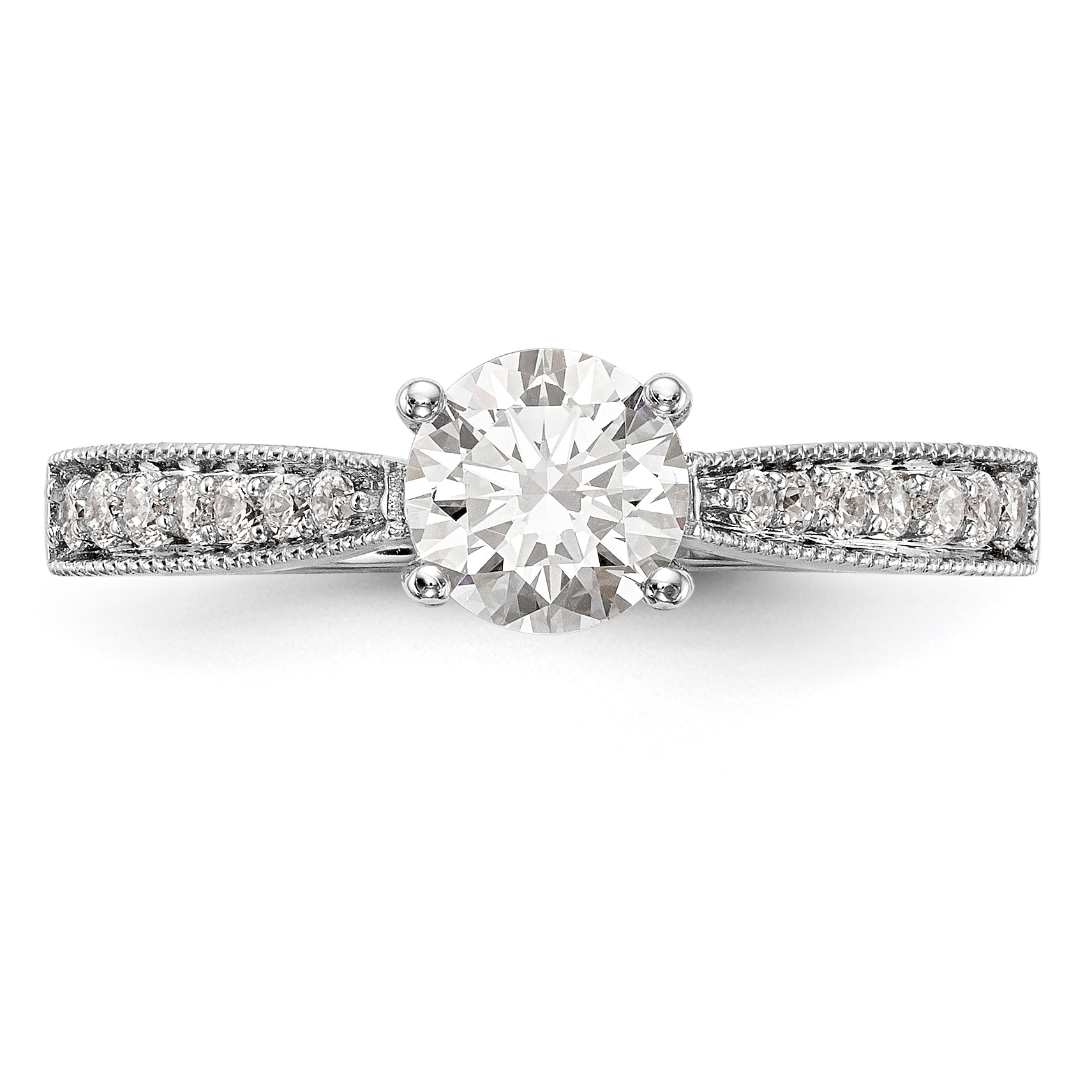 14K Weißgold Verlobungsring mit simuliertem Diamant