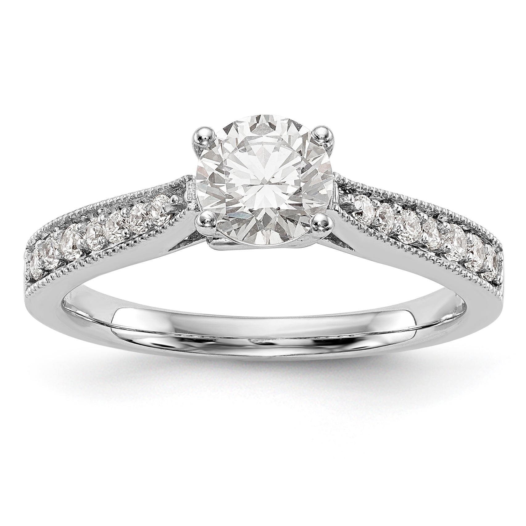 14K Weißgold Verlobungsring mit simuliertem Diamant