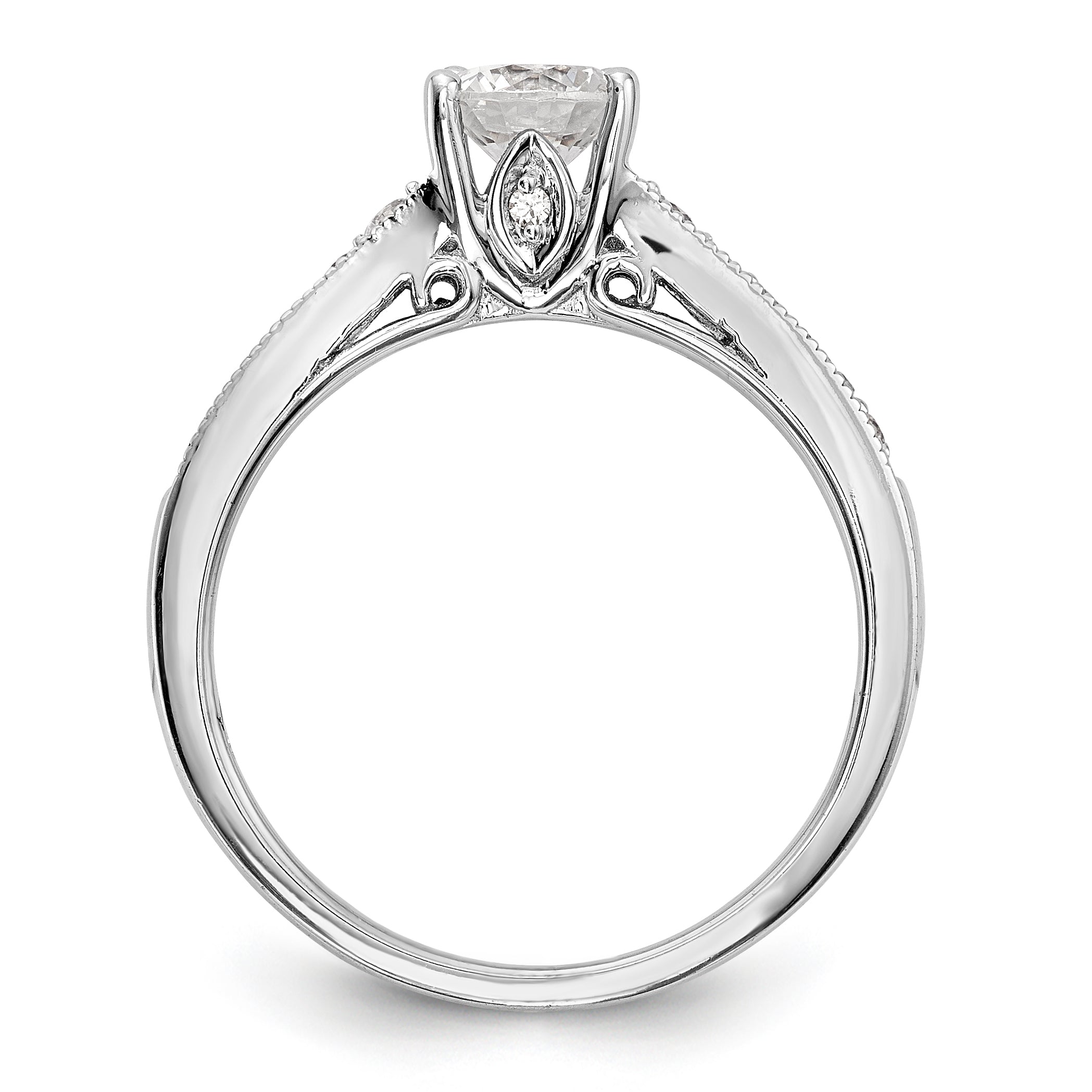 14K Weißgold Verlobungsring mit simulierten Diamanten