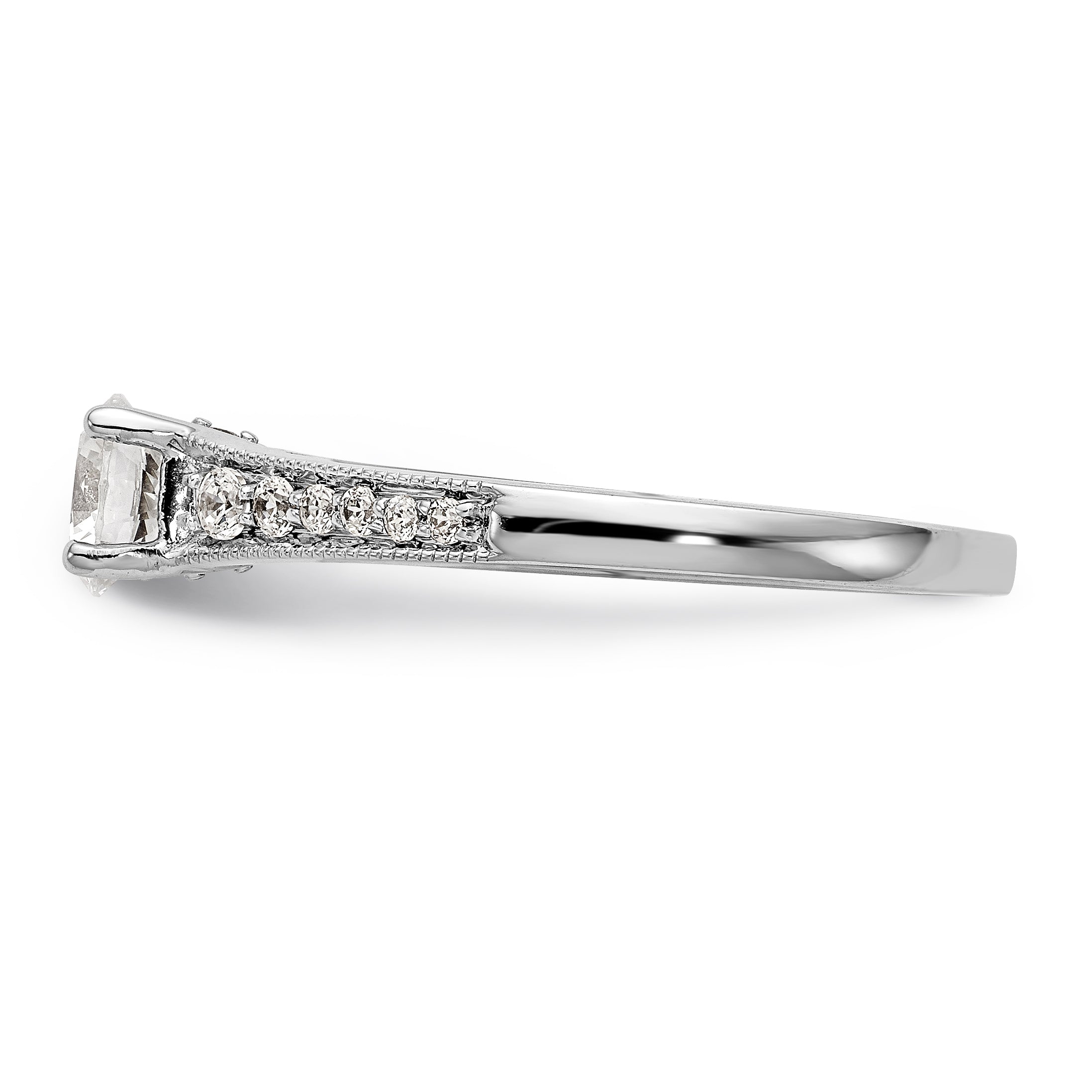 14K Weißgold Verlobungsring mit simulierten Diamanten