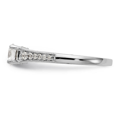 14K Weißgold Verlobungsring mit simulierten Diamanten