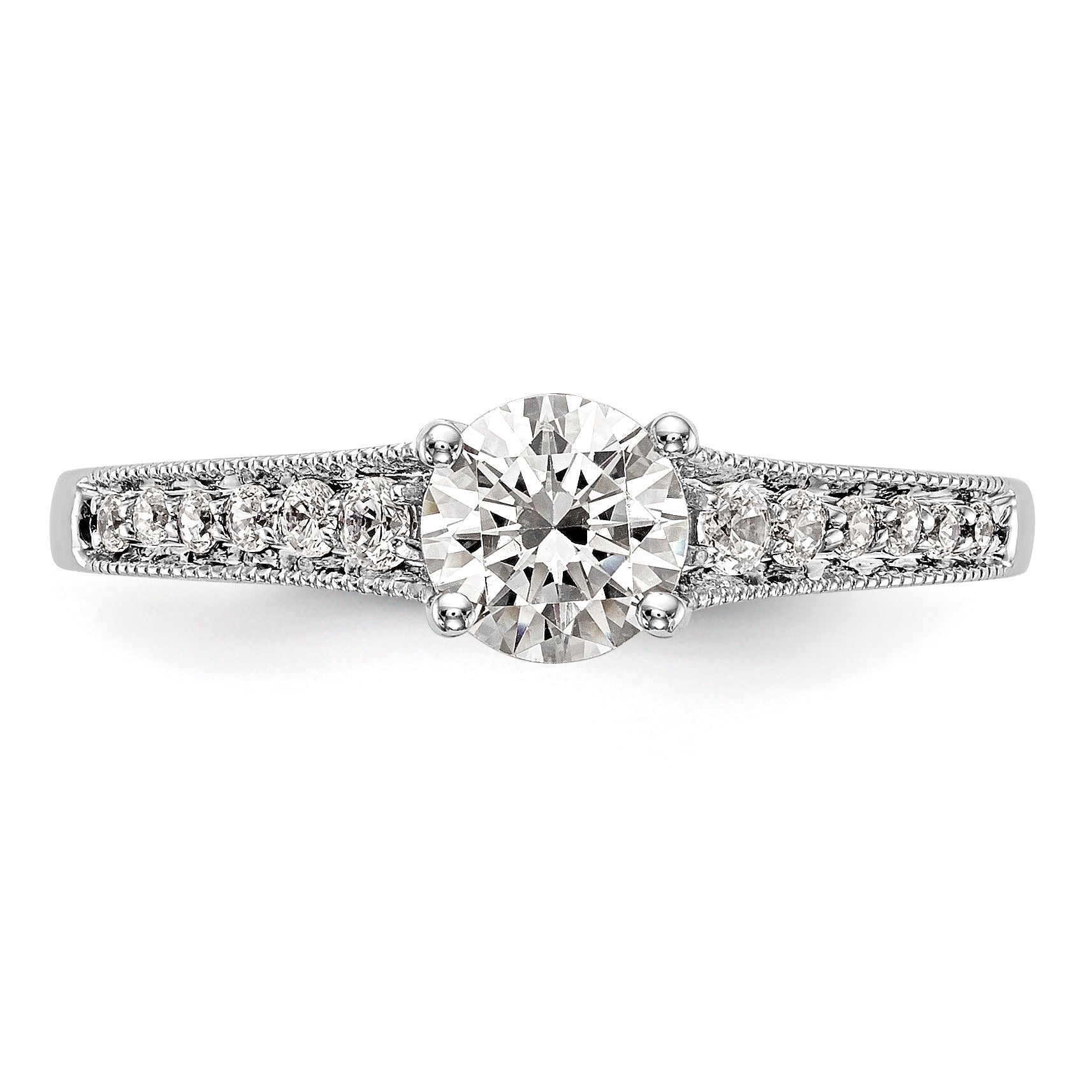 14K Weißgold Verlobungsring mit simulierten Diamanten