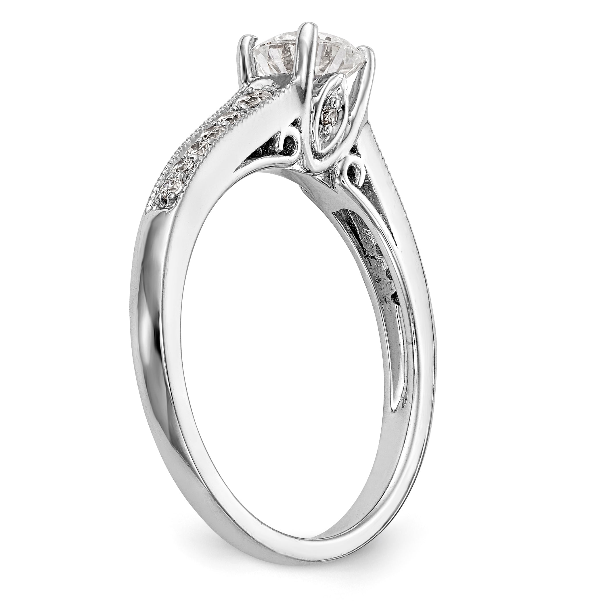 14K Weißgold Verlobungsring mit simulierten Diamanten