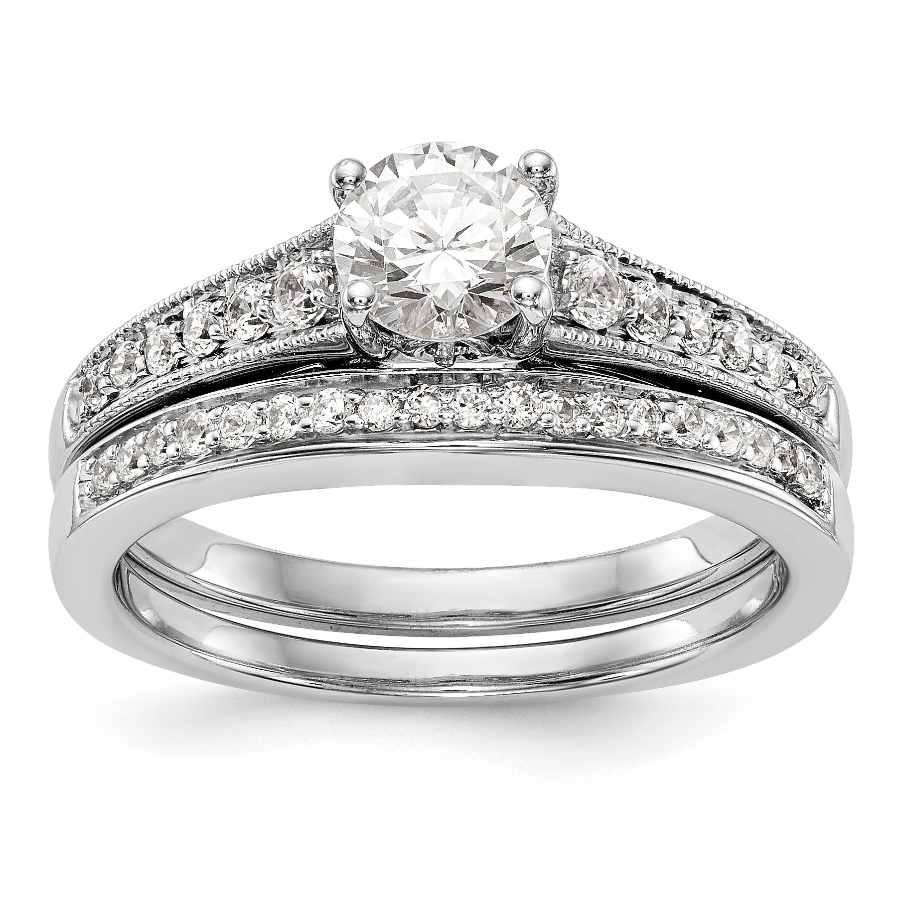 14K Weißgold Verlobungsring mit simulierten Diamanten