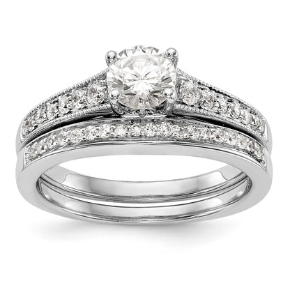 14K Weißgold Verlobungsring mit simulierten Diamanten