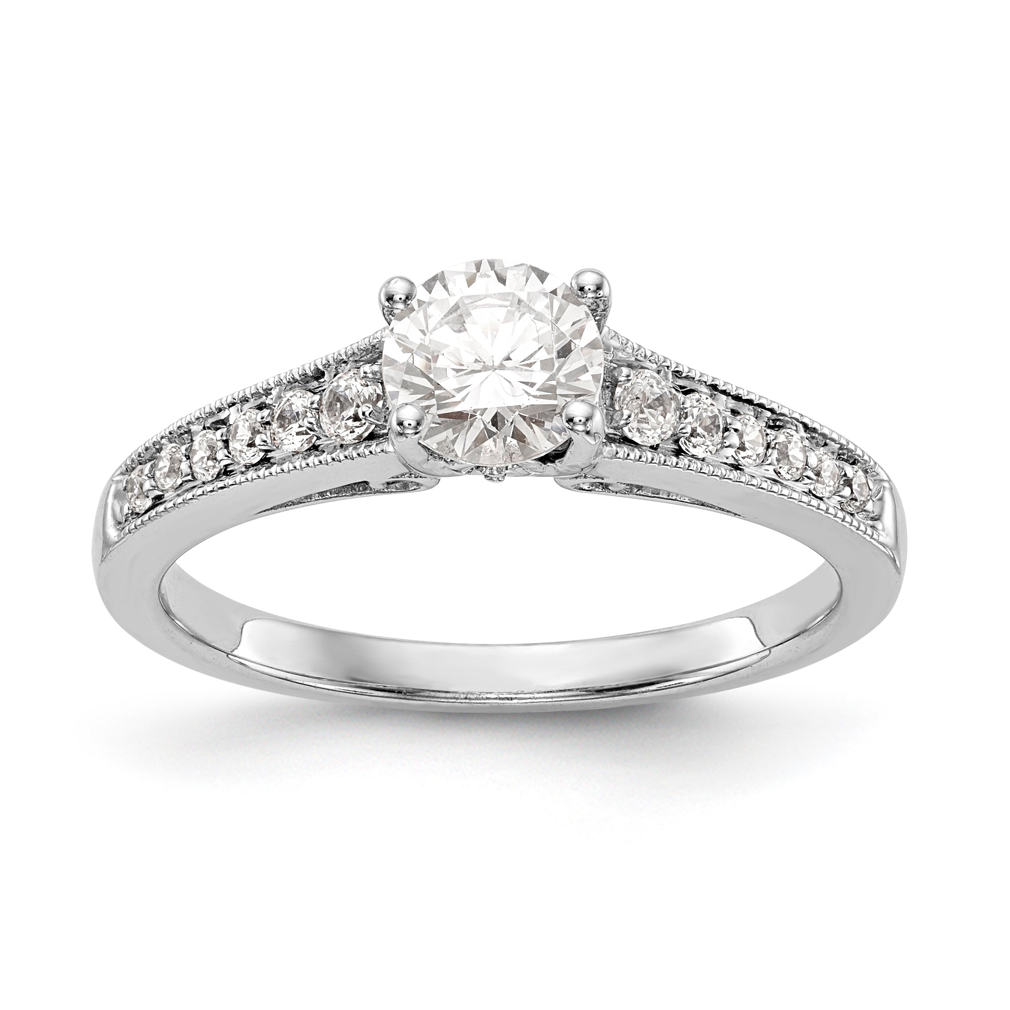 14K Weißgold Verlobungsring mit simulierten Diamanten