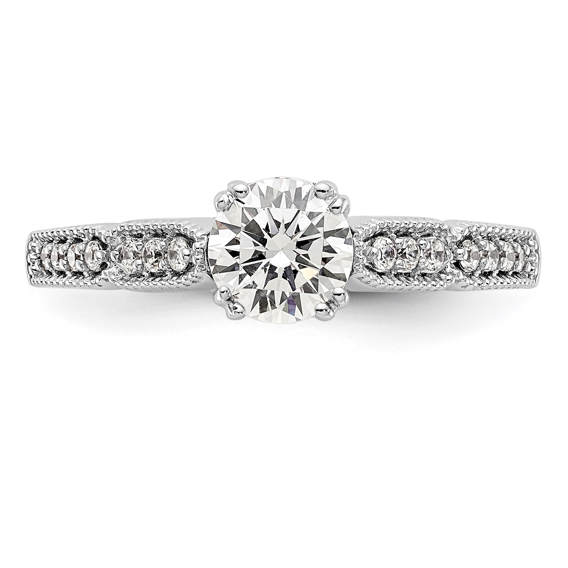14K Weißgold Diamant-Verlobungsring mit Krappenfassung