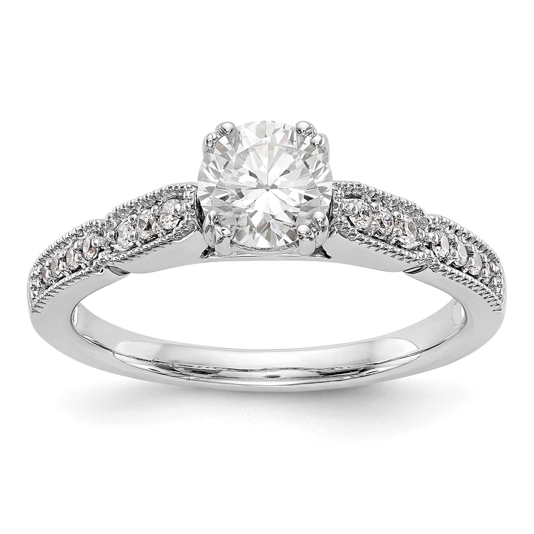 14K Weißgold Diamant-Verlobungsring mit Krappenfassung