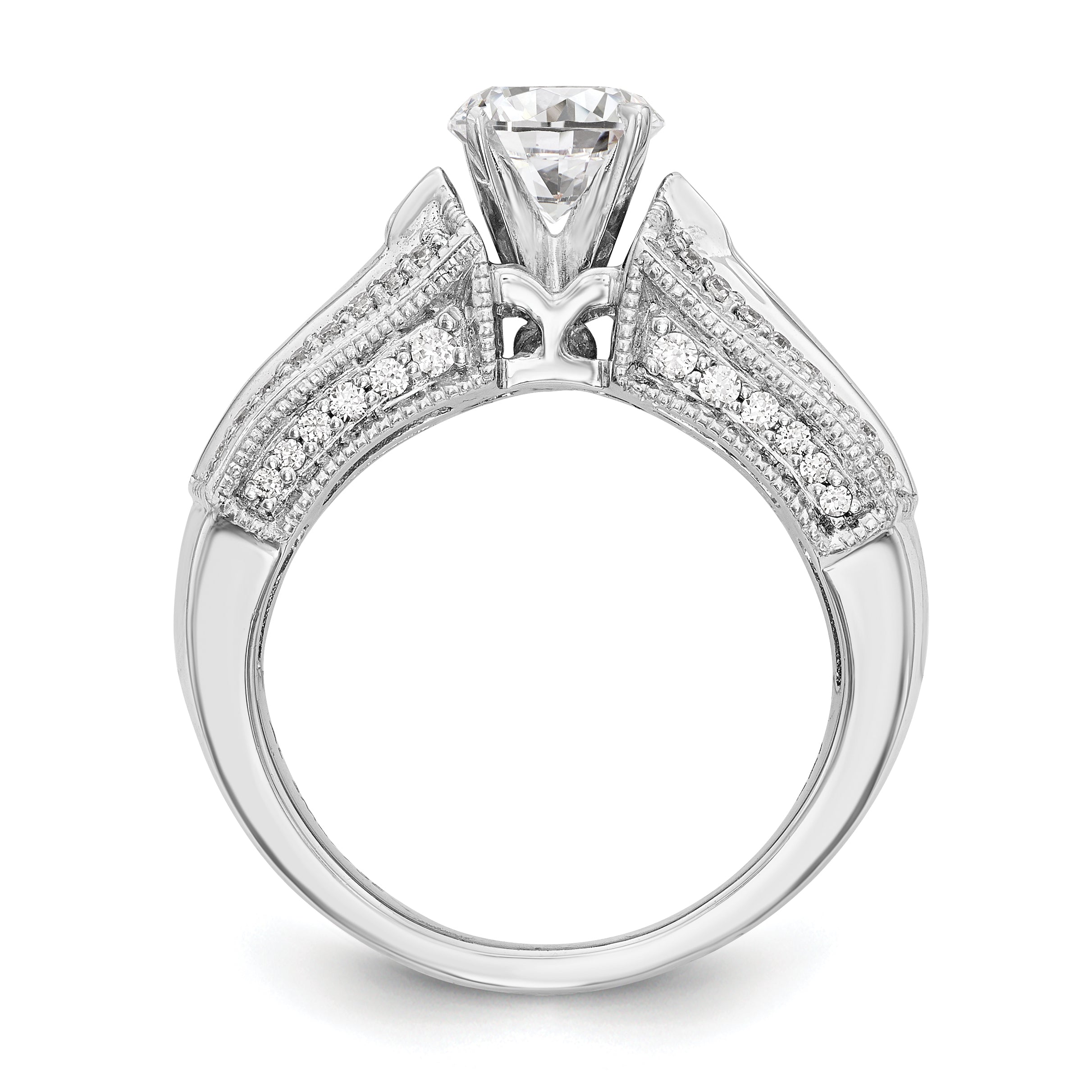 14K Weißgold Diamant-Verlobungsring mit Krappenfassung