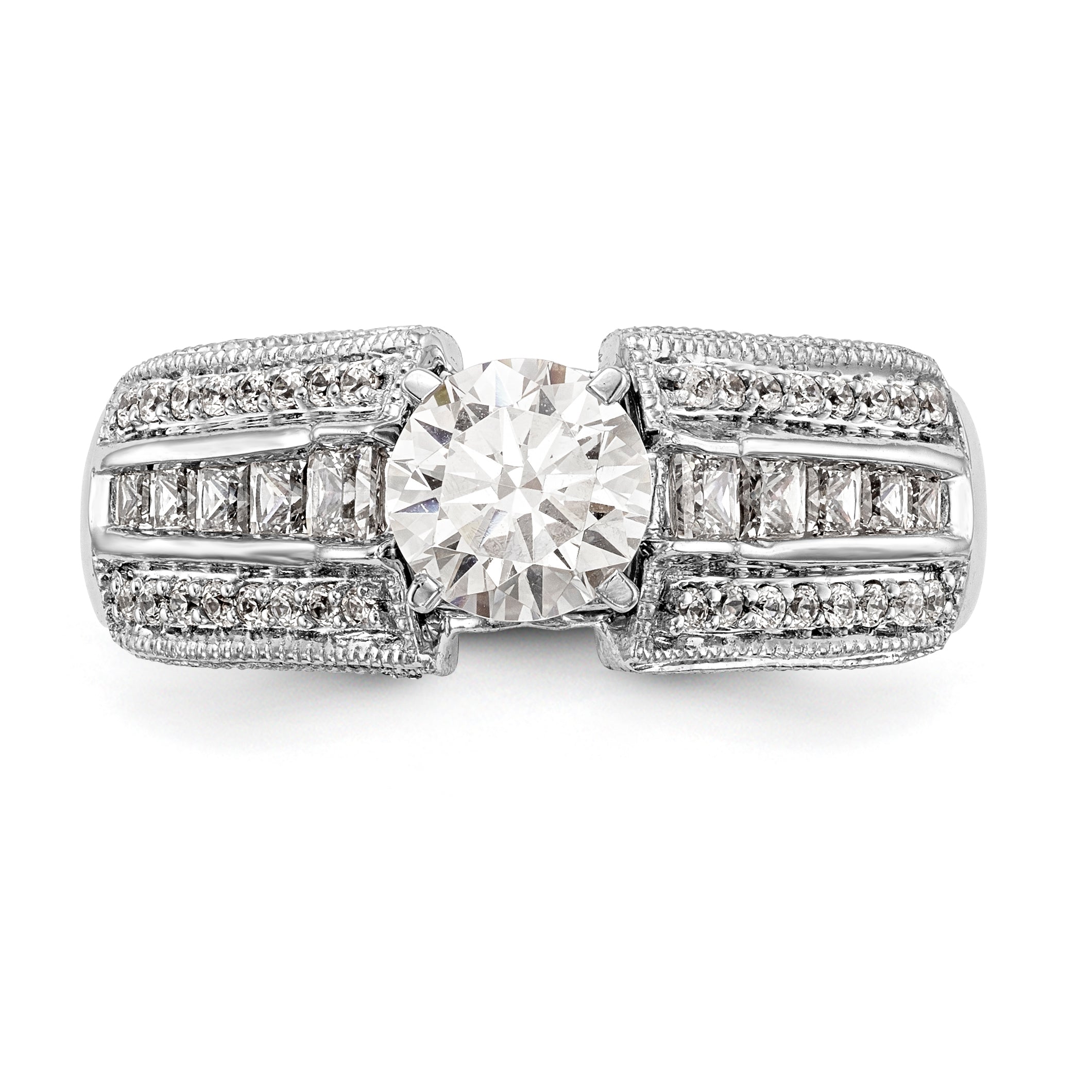 14K Weißgold Diamant-Verlobungsring mit Krappenfassung
