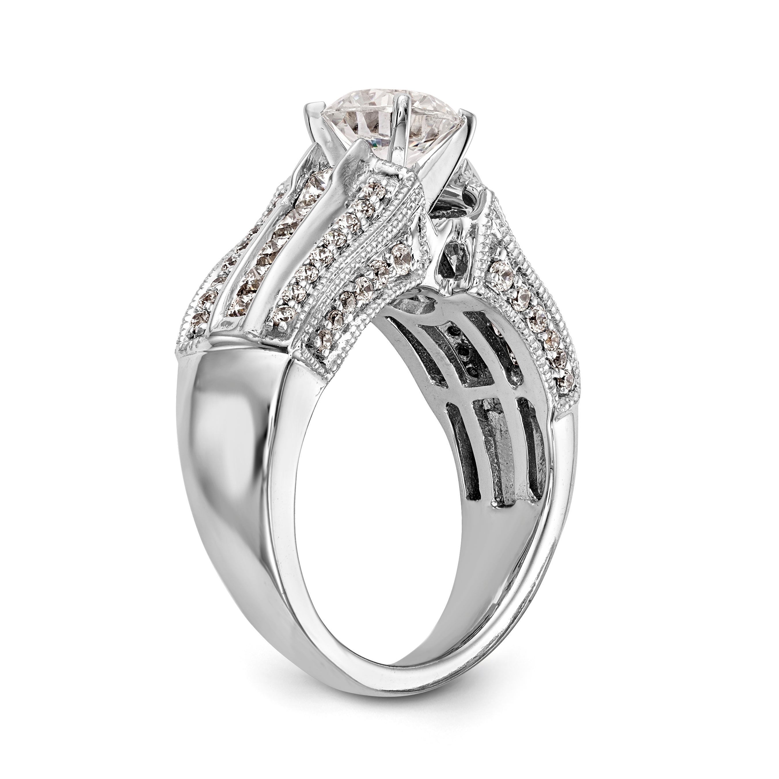 14K Weißgold Diamant-Verlobungsring mit Krappenfassung