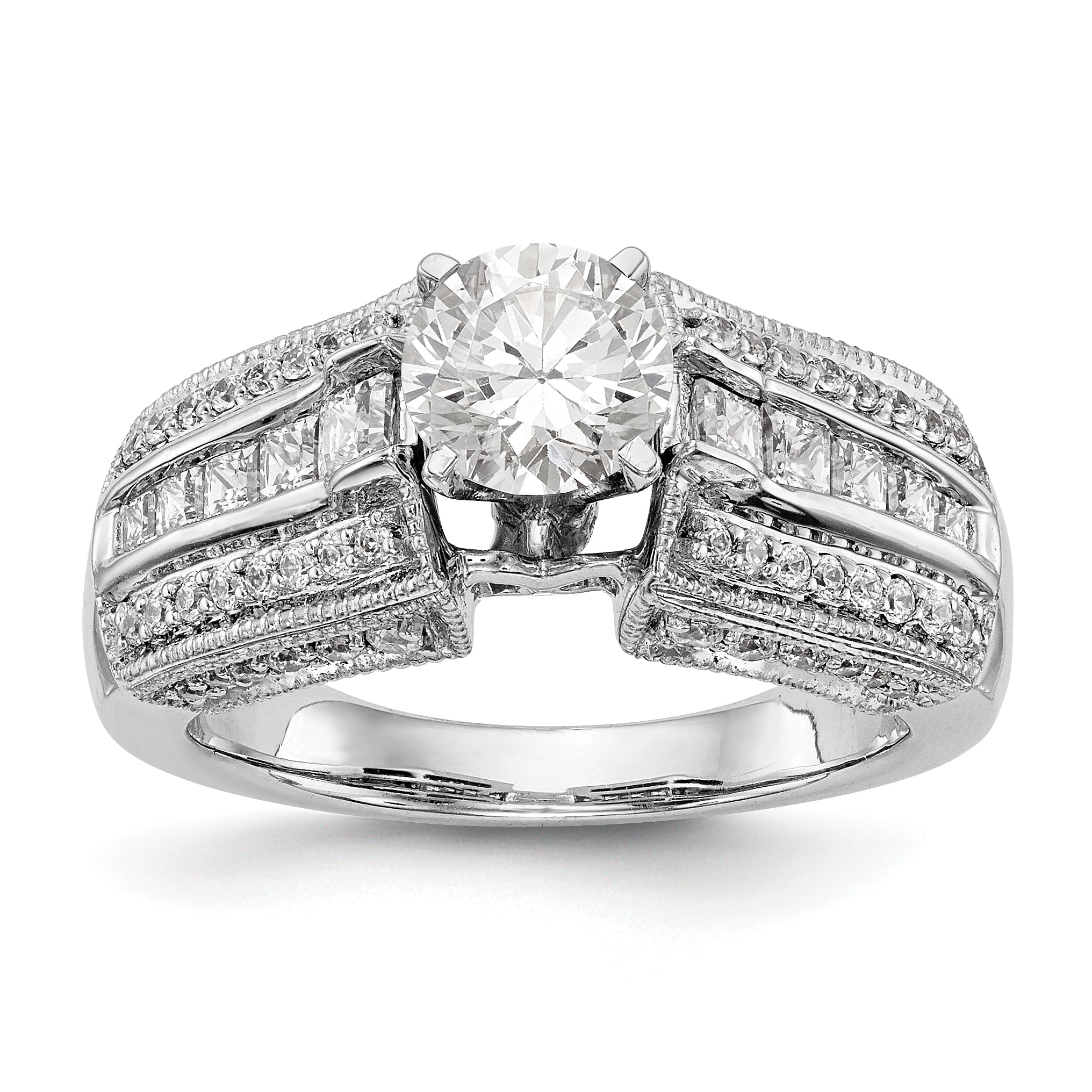 14K Weißgold Diamant-Verlobungsring mit Krappenfassung