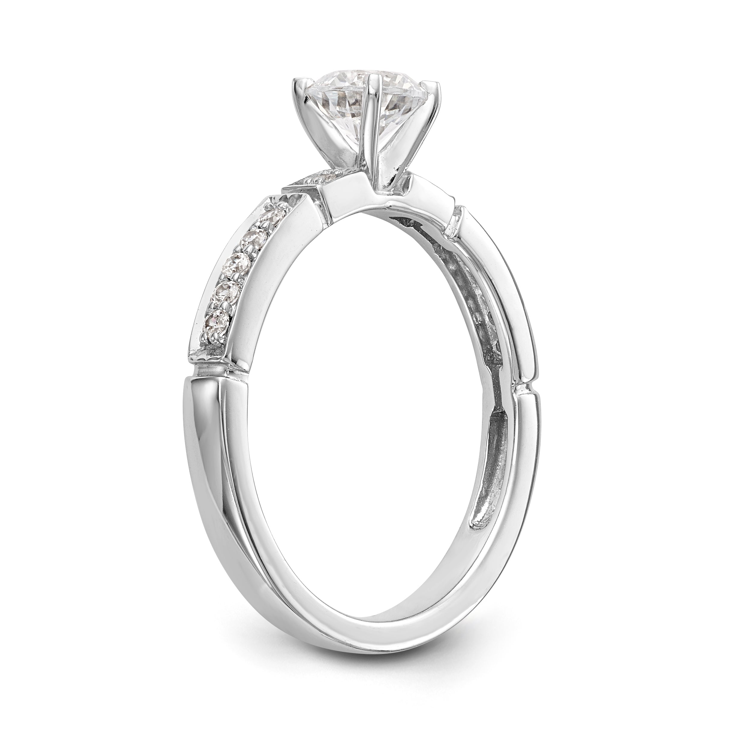 14K Weißgold Diamant-Verlobungsring mit Krappenfassung