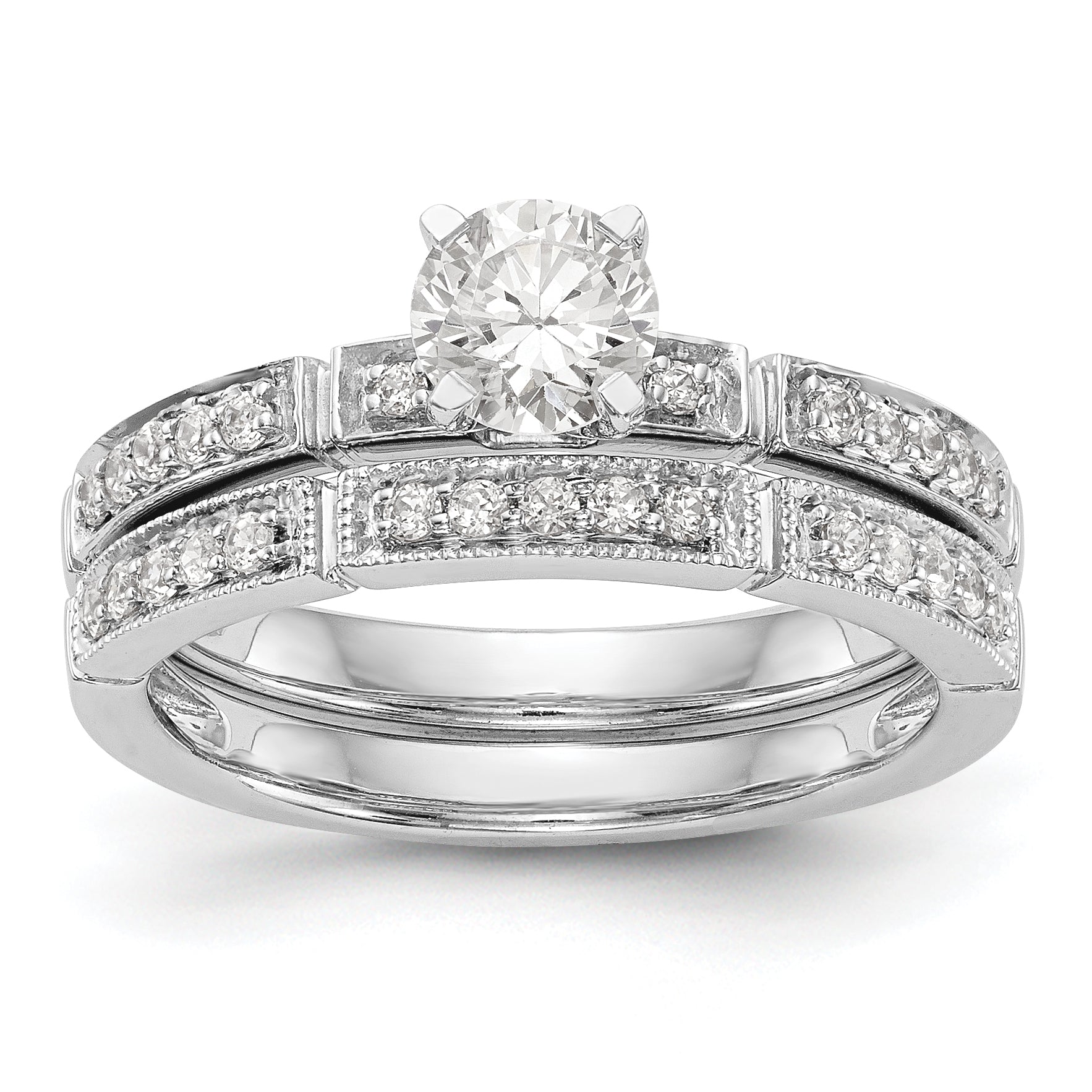 14K Weißgold Diamant-Verlobungsring mit Krappenfassung