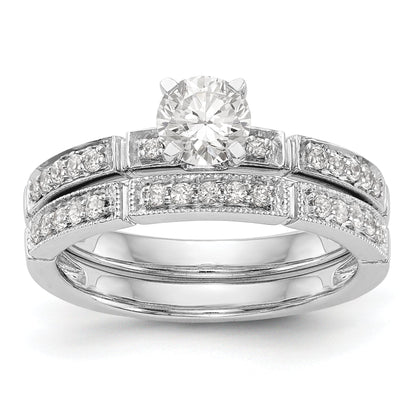 14K Weißgold Diamant-Verlobungsring mit Krappenfassung