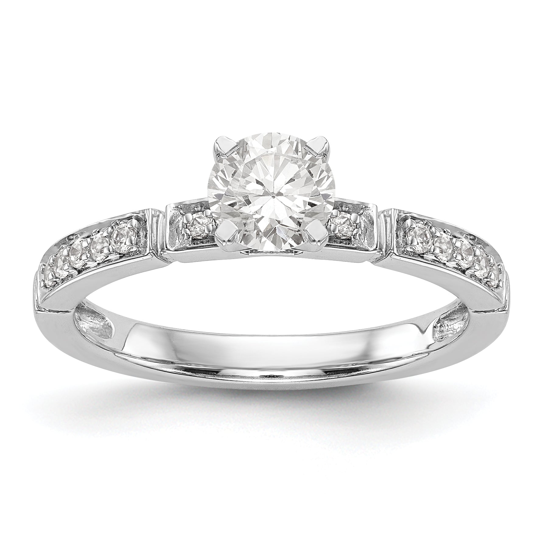 14K Weißgold Diamant-Verlobungsring mit Krappenfassung