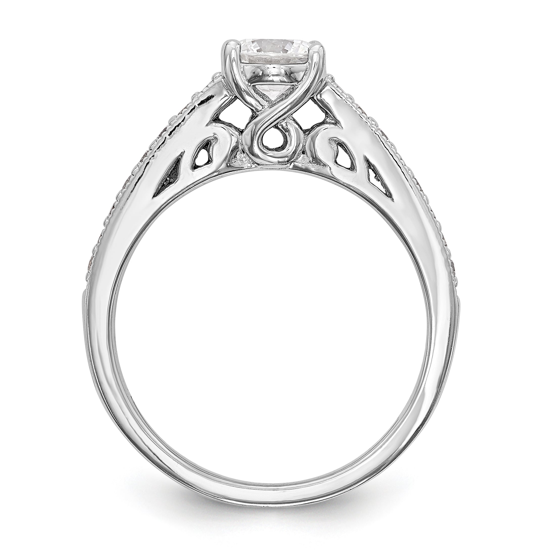 14K Weißgold Verlobungsring mit simulierten Diamanten