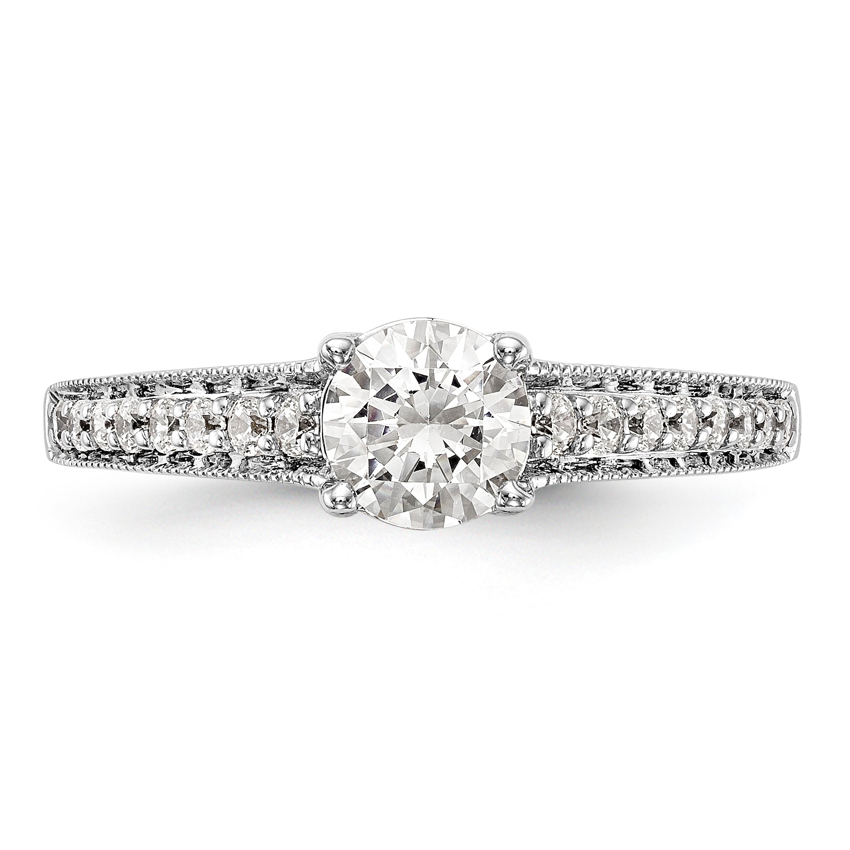 14K Weißgold Verlobungsring mit simulierten Diamanten
