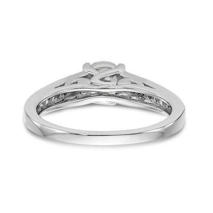 14K Weißgold Verlobungsring mit simulierten Diamanten