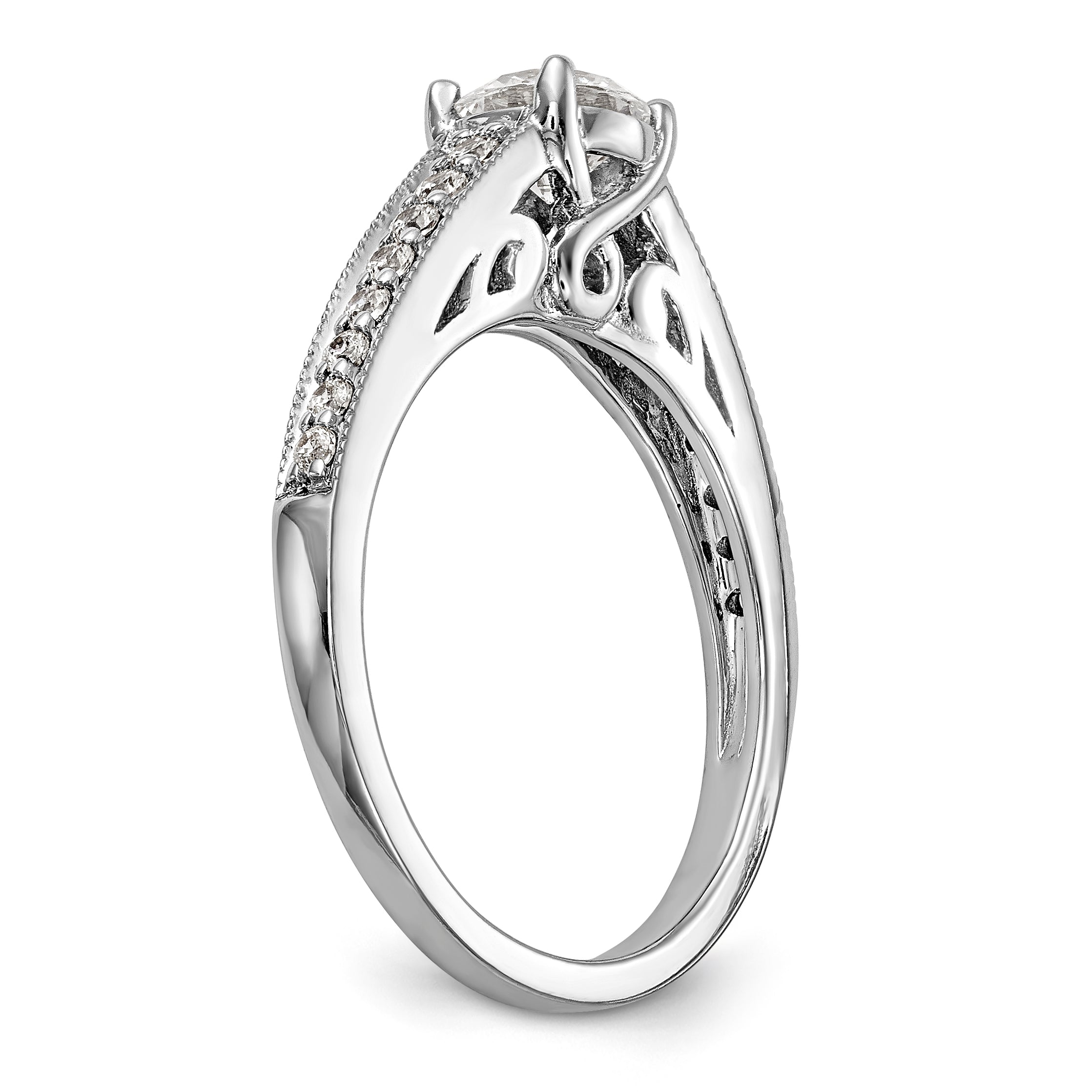 14K Weißgold Verlobungsring mit simulierten Diamanten