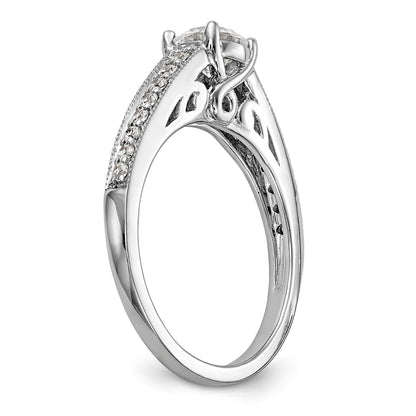 14K Weißgold Verlobungsring mit simulierten Diamanten