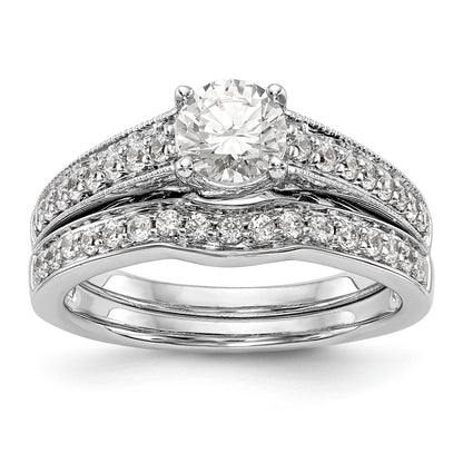 14K Weißgold Verlobungsring mit simulierten Diamanten