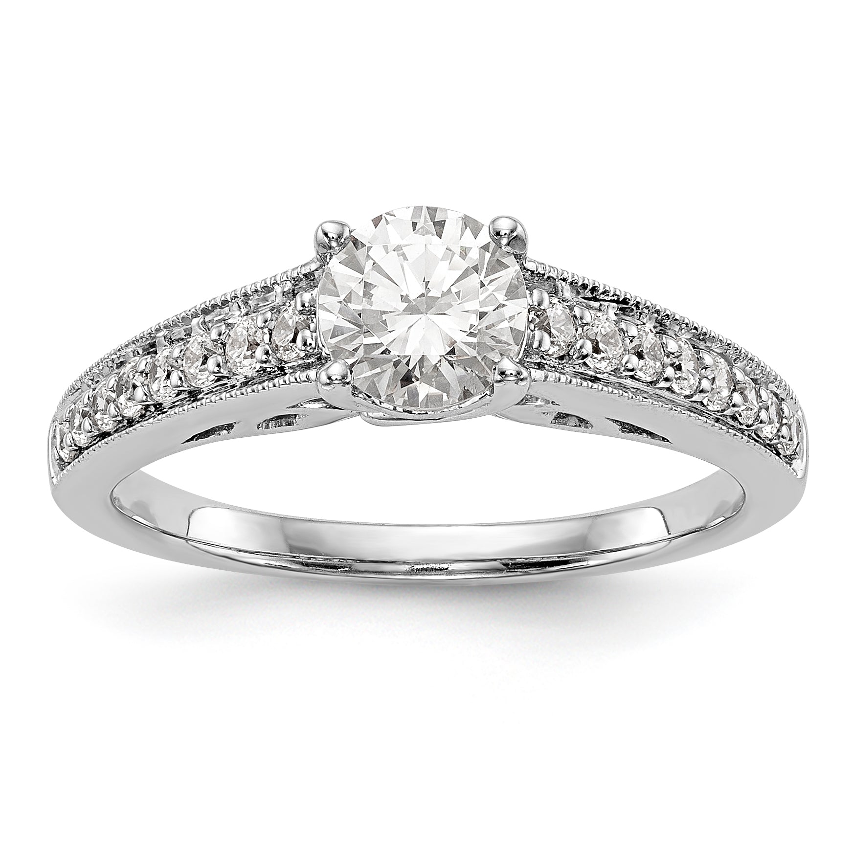 14K Weißgold Verlobungsring mit simulierten Diamanten