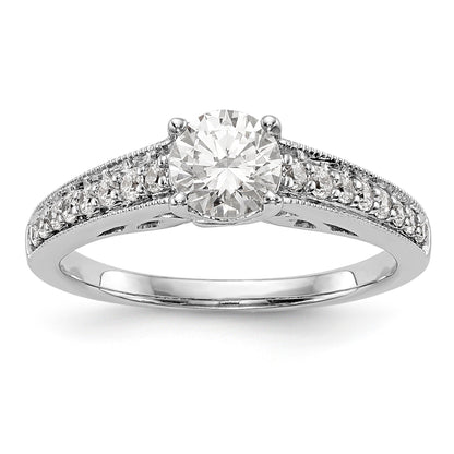 14K Weißgold Verlobungsring mit simulierten Diamanten