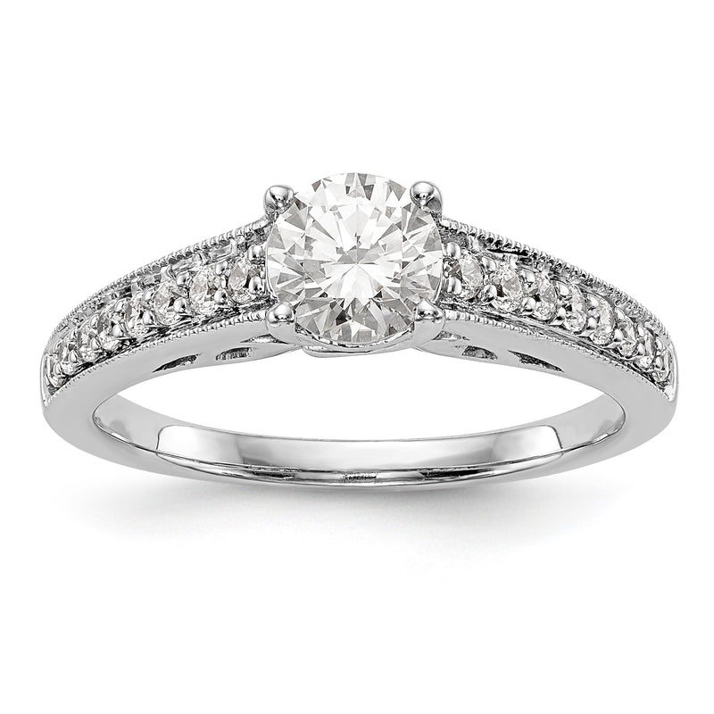 14K Weißgold Verlobungsring mit simulierten Diamanten