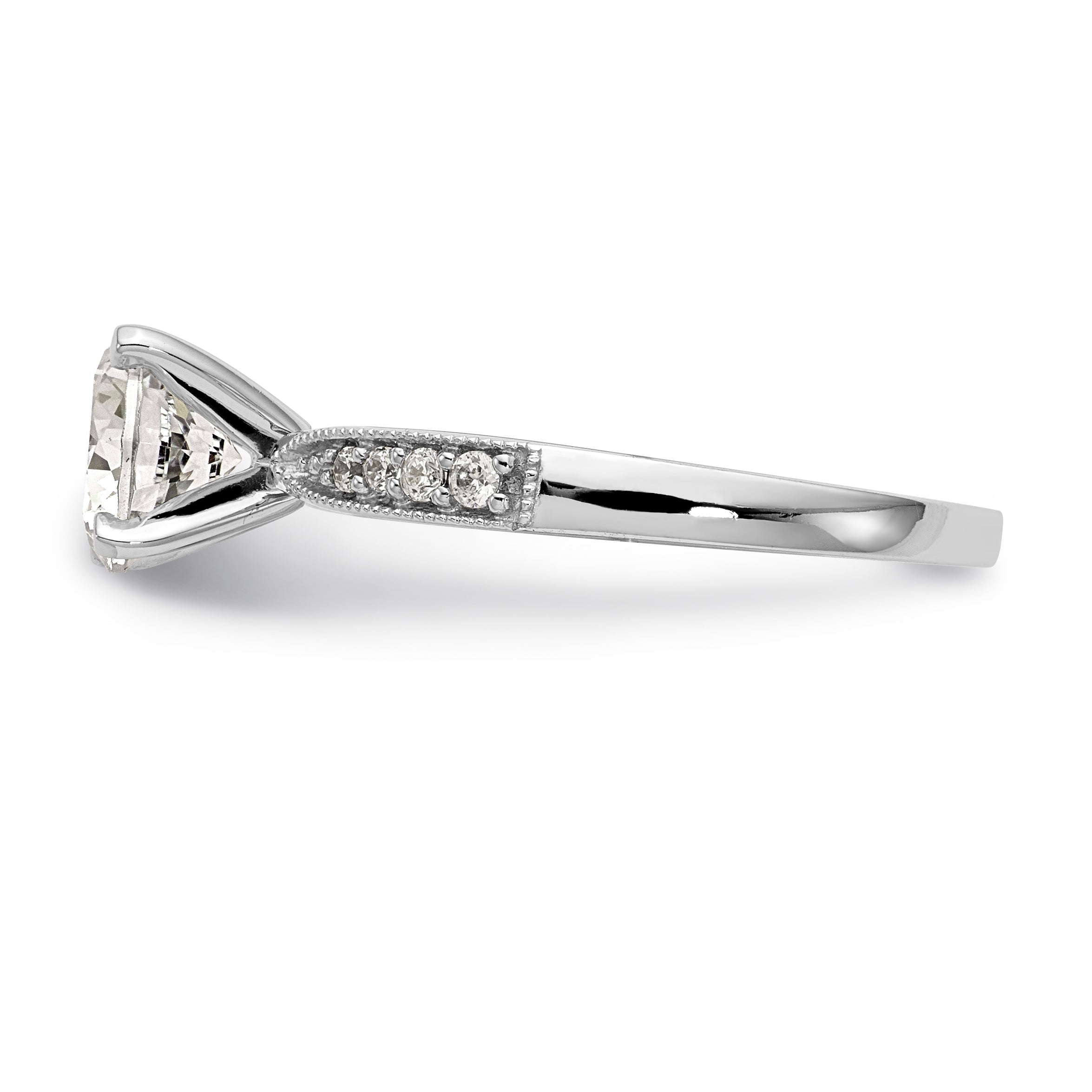 14K Weißgold Diamant-Verlobungsring mit Krappenfassung