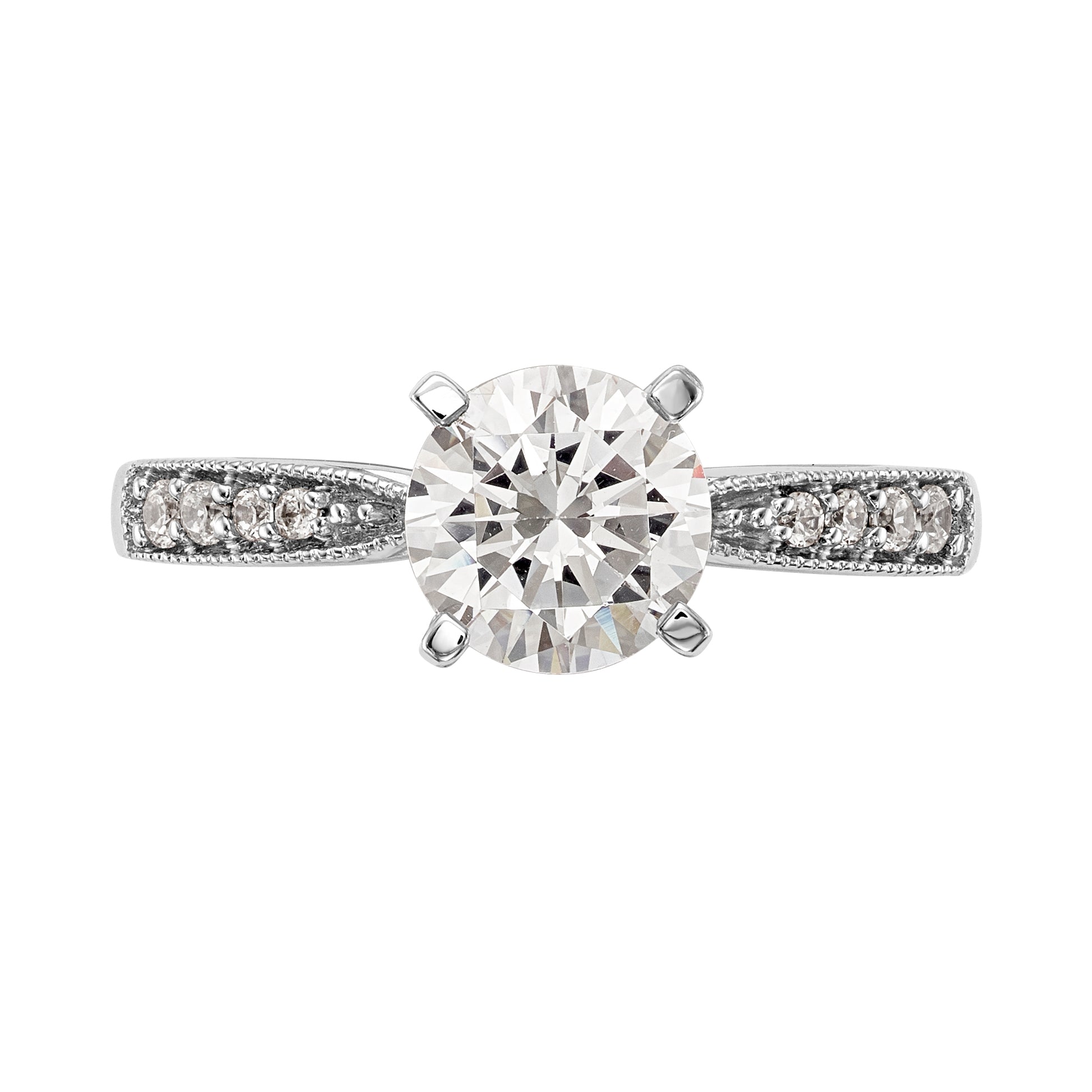 14K Weißgold Diamant-Verlobungsring mit Krappenfassung