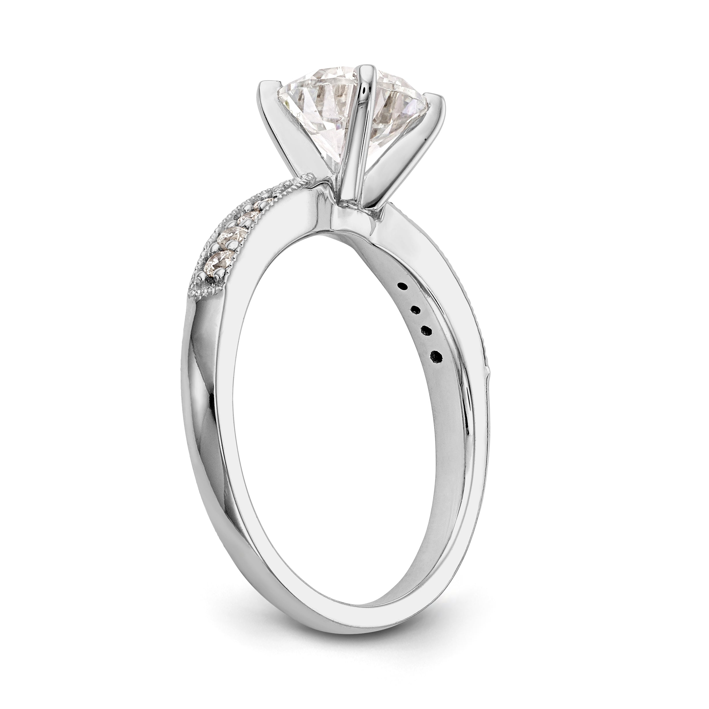 14K Weißgold Diamant-Verlobungsring mit Krappenfassung
