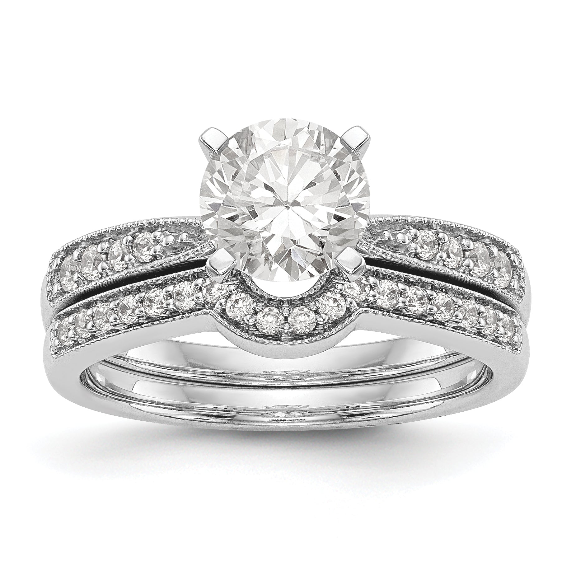 14K Weißgold Diamant-Verlobungsring mit Krappenfassung