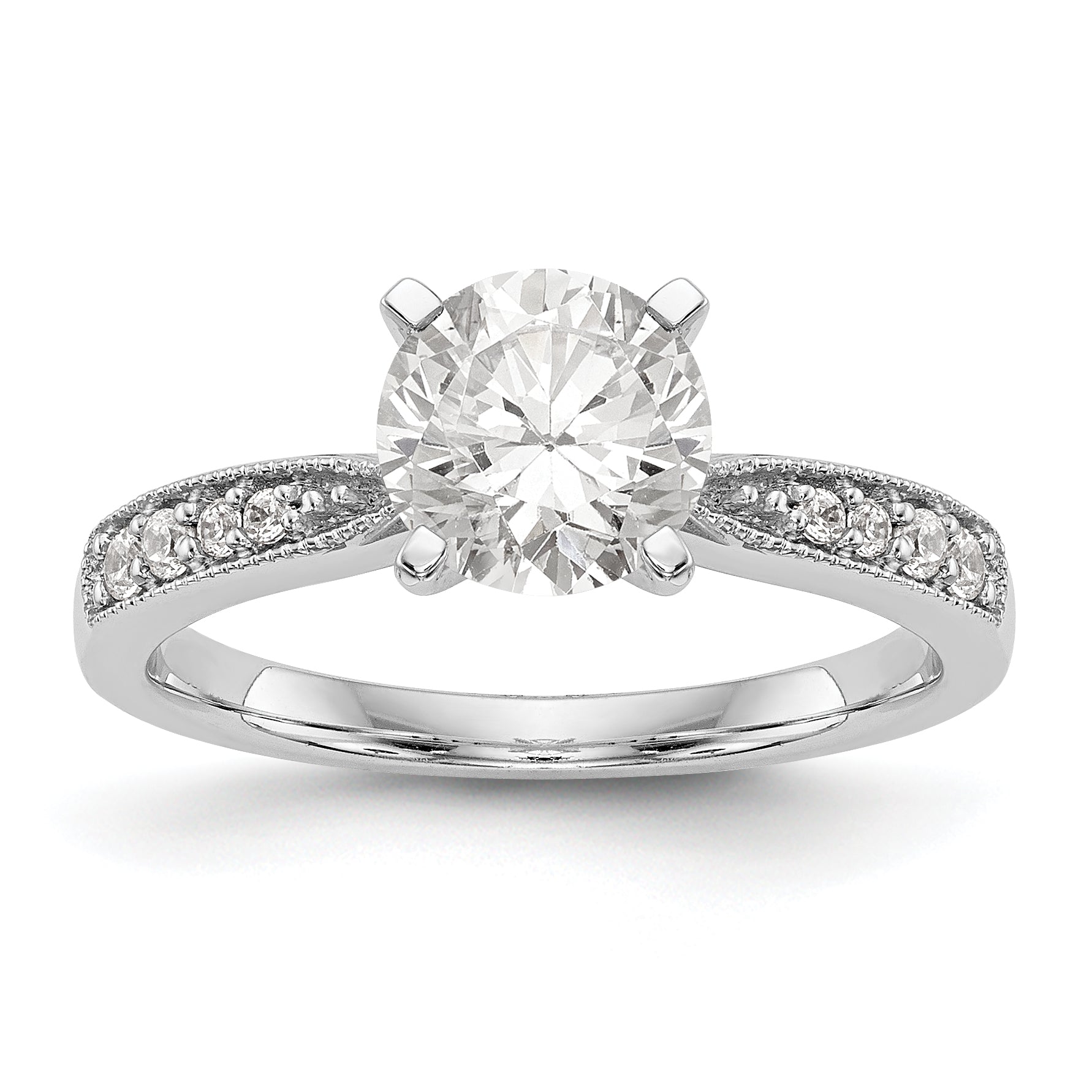 14K Weißgold Diamant-Verlobungsring mit Krappenfassung