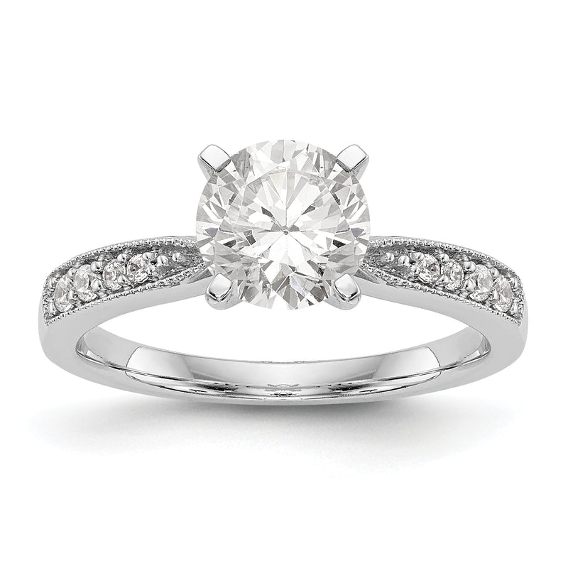 14K Weißgold Diamant-Verlobungsring mit Krappenfassung