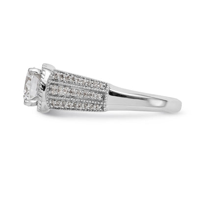 14K Weißgold Diamant-Verlobungsring mit Krappenfassung