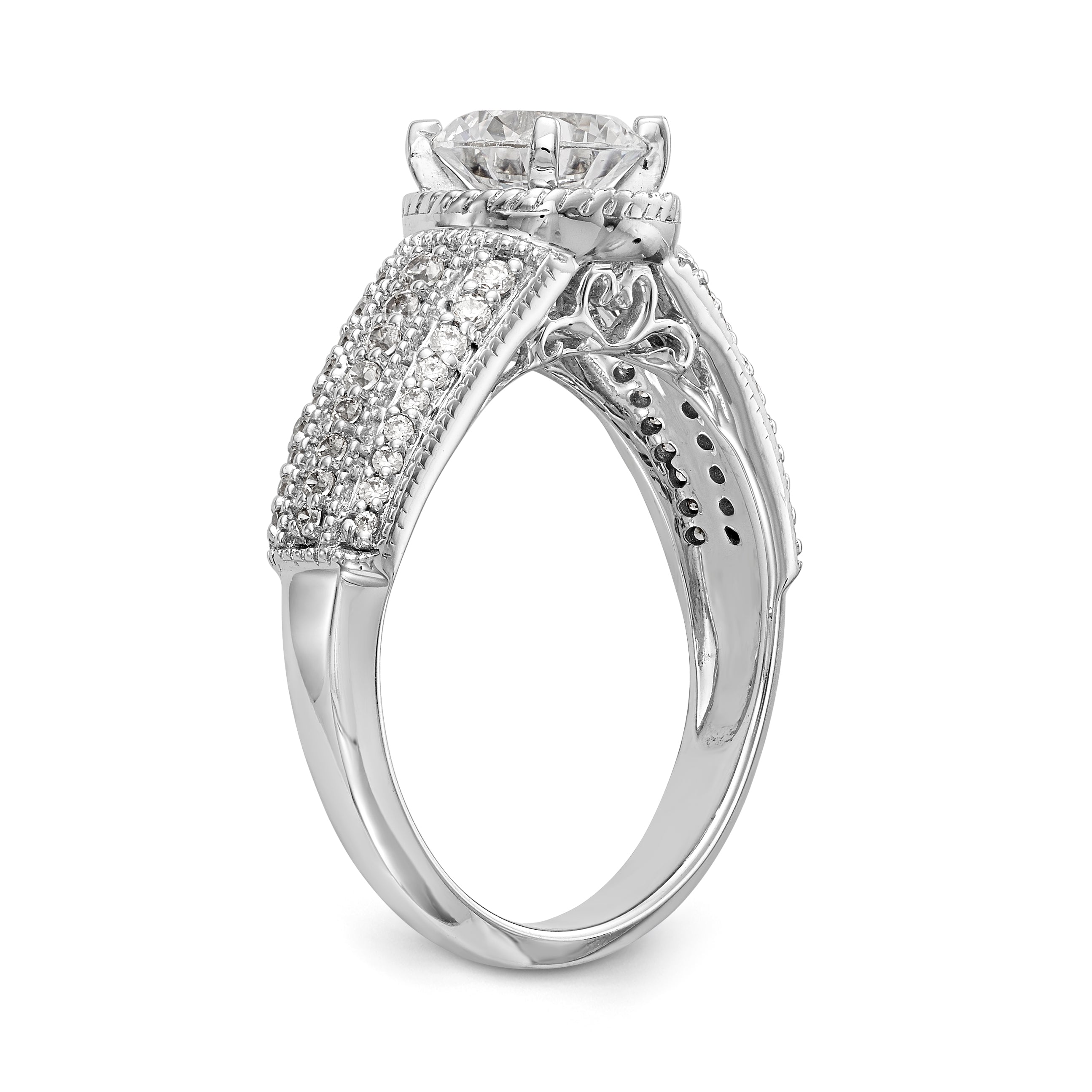 14K Weißgold Diamant-Verlobungsring mit Krappenfassung