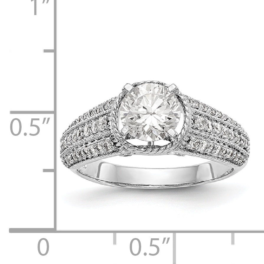 14K Weißgold Diamant-Verlobungsring mit Krappenfassung
