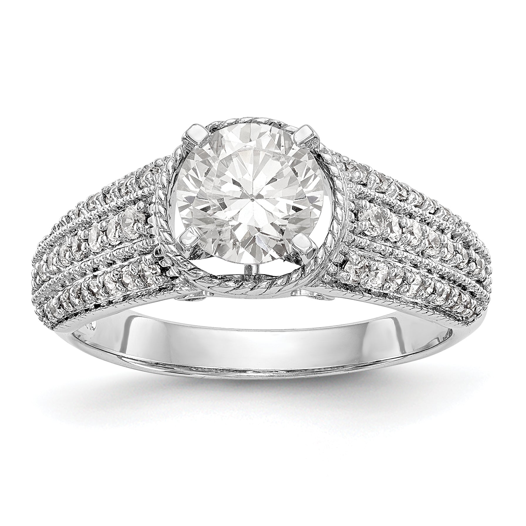 14K Weißgold Diamant-Verlobungsring mit Krappenfassung