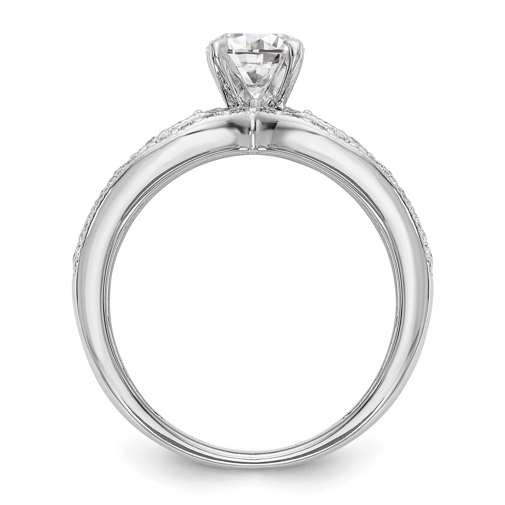 14K Weißgold Diamant-Verlobungsring mit Krappenfassung