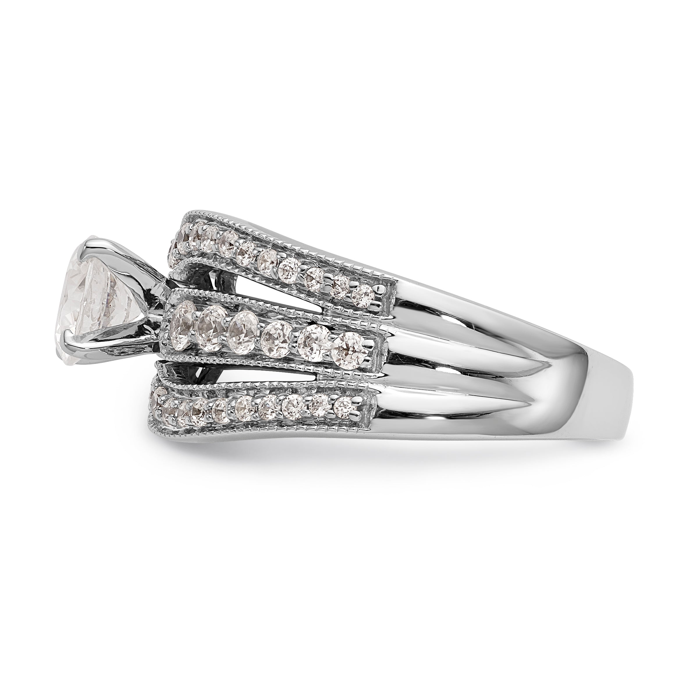 14K Weißgold Diamant-Verlobungsring mit Krappenfassung