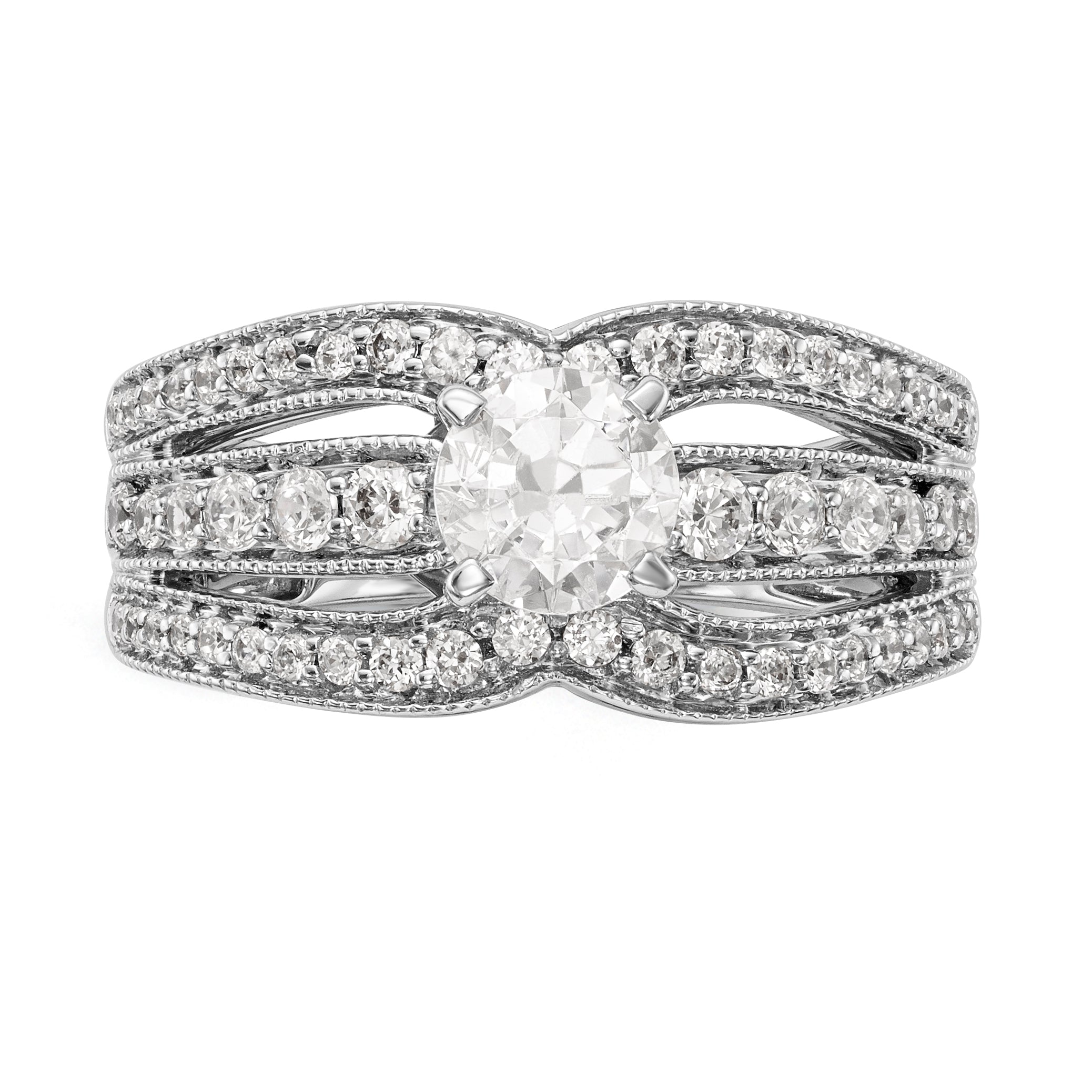 14K Weißgold Diamant-Verlobungsring mit Krappenfassung