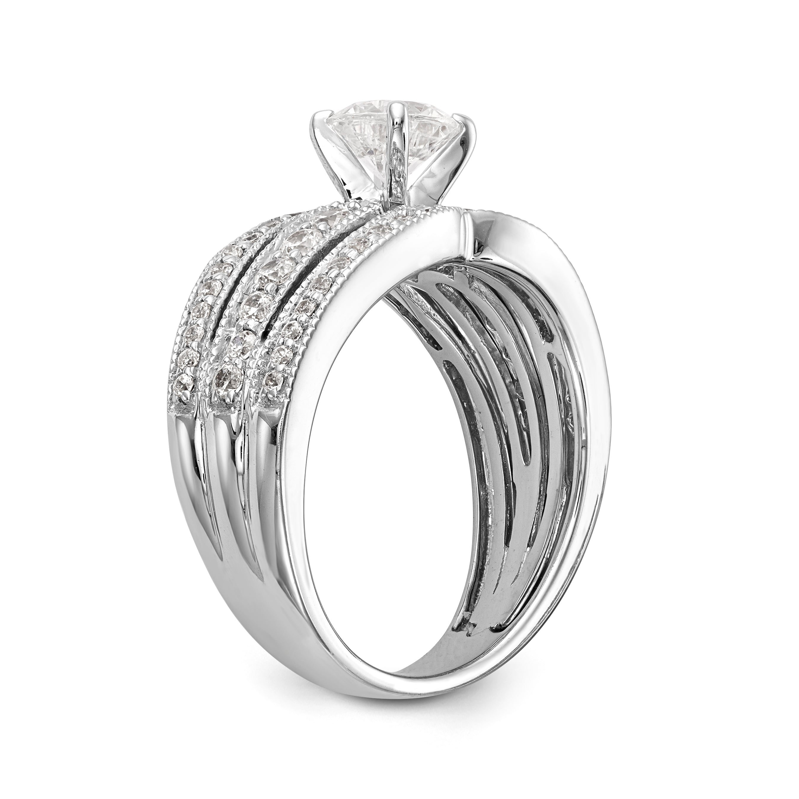 14K Weißgold Diamant-Verlobungsring mit Krappenfassung