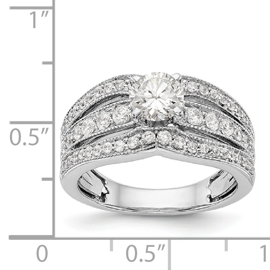 14K Weißgold Diamant-Verlobungsring mit Krappenfassung