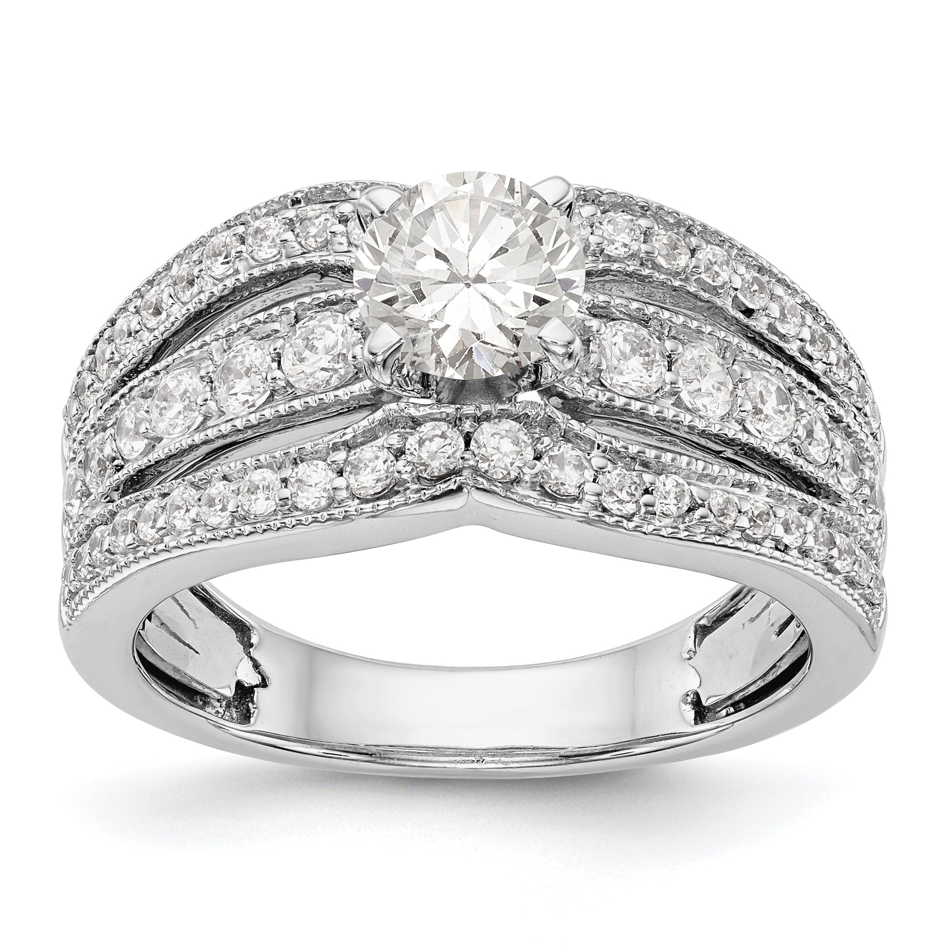 14K Weißgold Diamant-Verlobungsring mit Krappenfassung