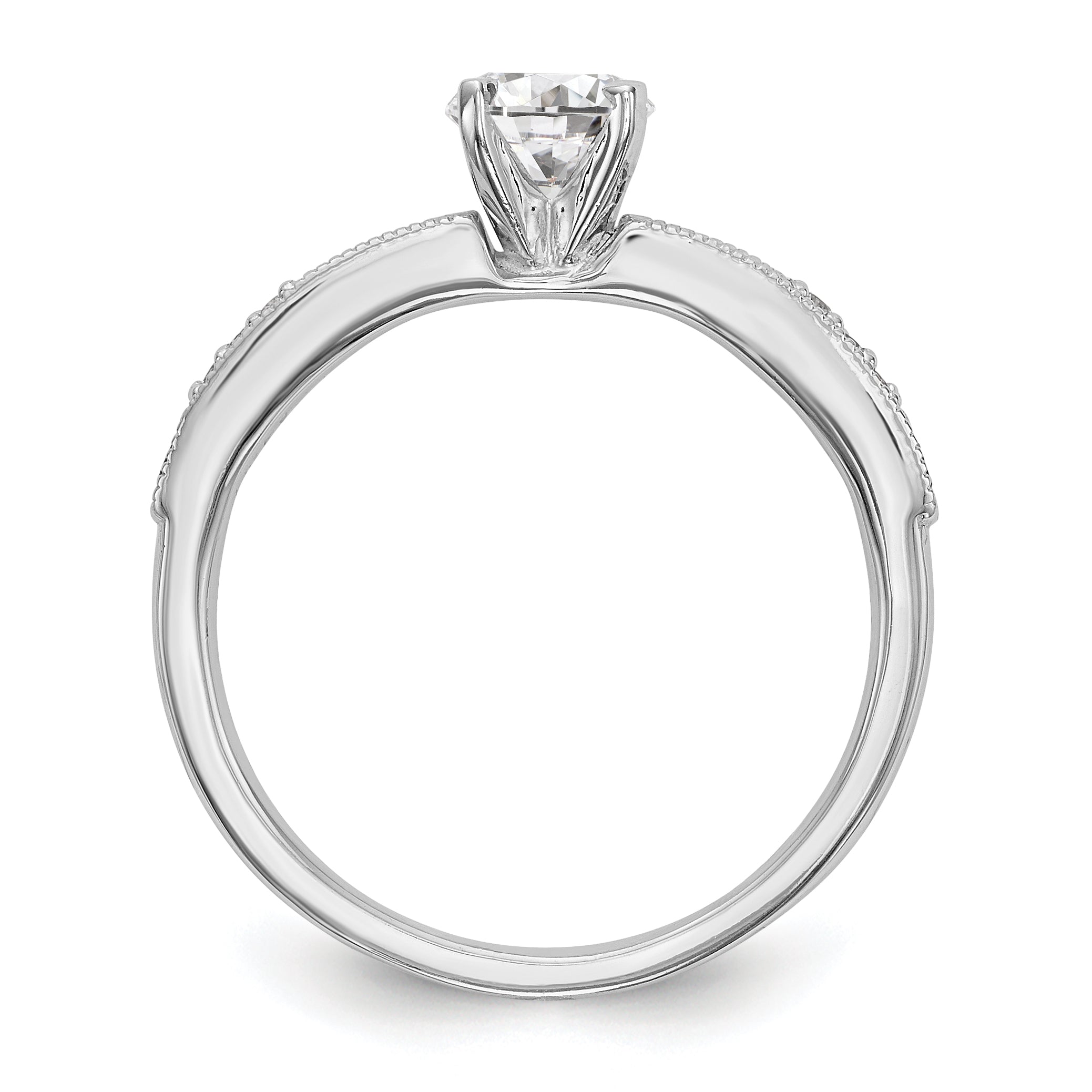 14K Weißgold Diamant-Verlobungsring mit Krappenfassung
