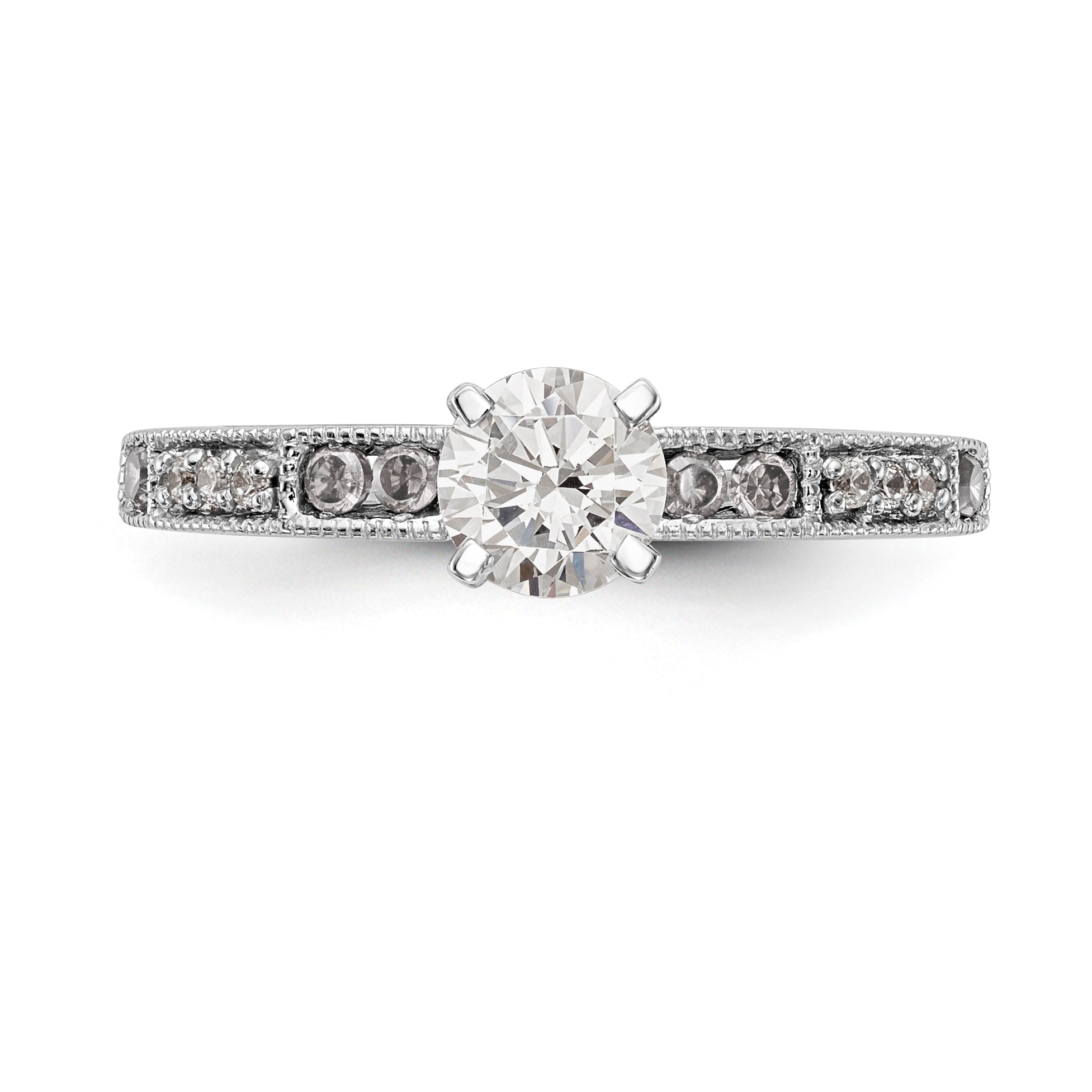 14K Weißgold Diamant-Verlobungsring mit Krappenfassung